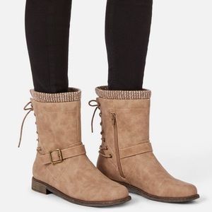 Autumn Lace-Back Sweater Boots